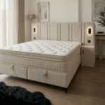 Detailfoto van matras en topper van Hugga XL bed