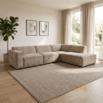Ruime beige hoekbank Bull in een moderne woonkamer