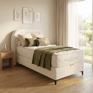 Bed Phanten 90x200 cm met zachte stof inclusief matras en opbergruimte